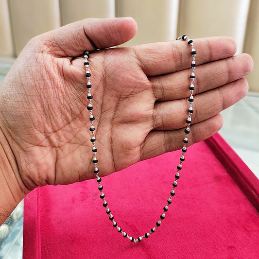 Pure Silver Black Tulsi Beads Kanthi Mala | Sacred Beads of Protection & Devotion